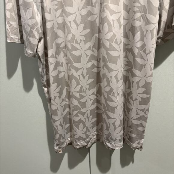 Simply Southern Polo Shirt Men Sz XL Gray Cream Floral Leaf Print Beach Resort - Picture 4 of 11